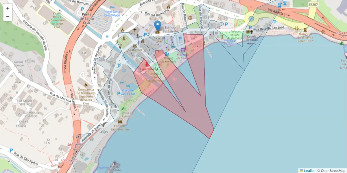 Mapa detalhado do código postal 9100-167 com limites, códigos postais vizinhos e agências dos correios