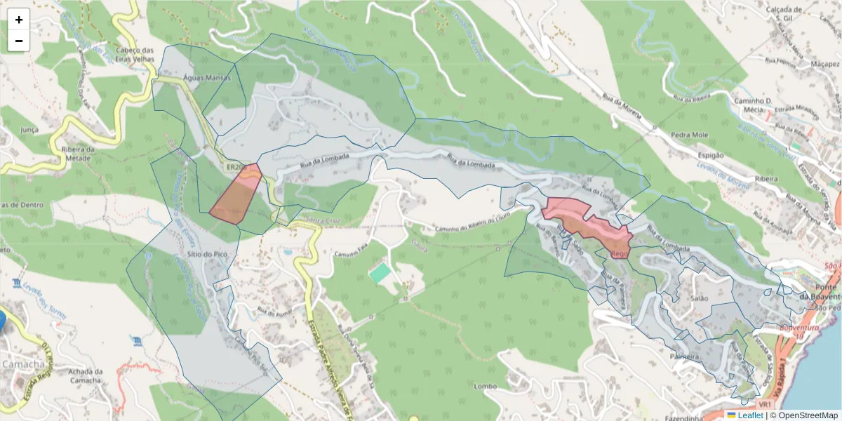 Mapa detalhado do código postal 9100-193 com limites, códigos postais vizinhos e agências dos correios