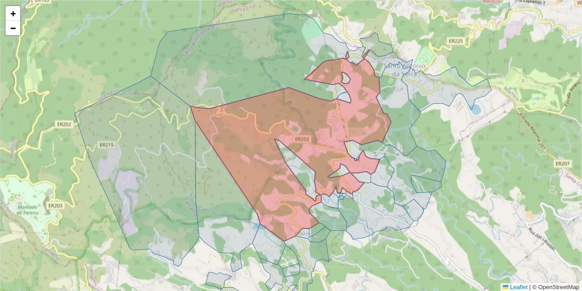 Mapa detalhado do código postal 9100-249 com limites, códigos postais vizinhos e agências dos correios