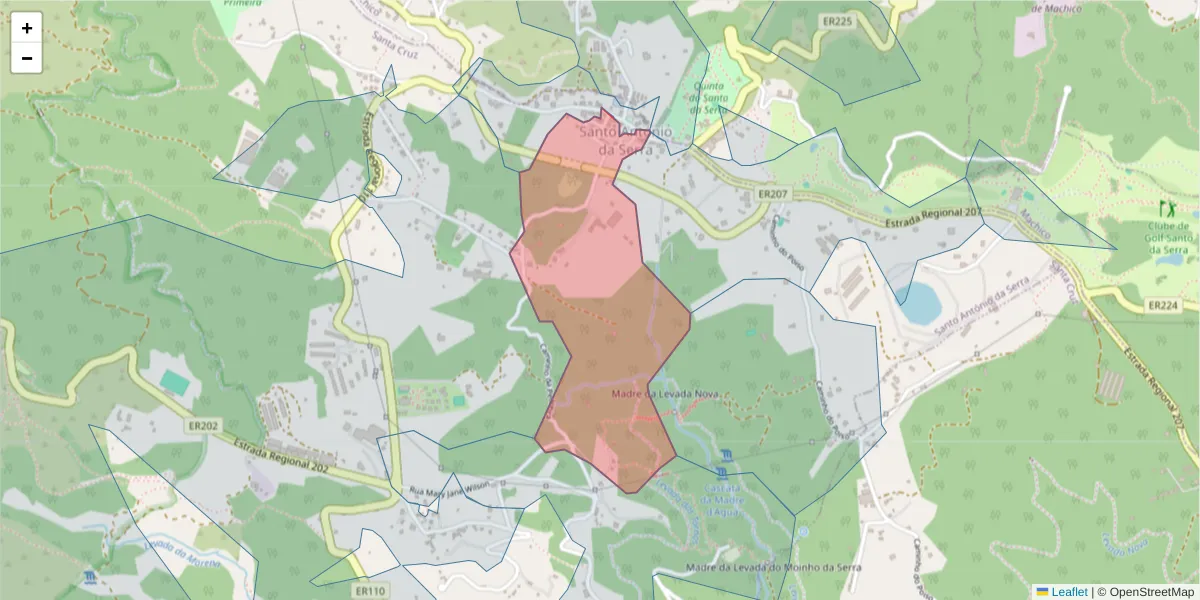 Mapa detalhado do código postal 9100-267 com limites, códigos postais vizinhos e agências dos correios