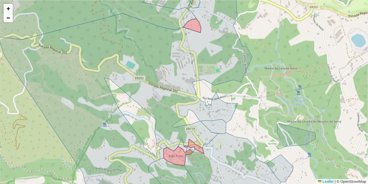 Mapa detalhado do código postal 9100-272 com limites, códigos postais vizinhos e agências dos correios