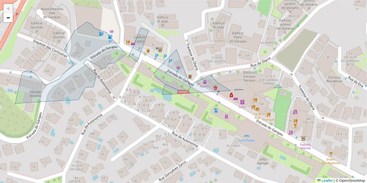 Mapa detalhado do código postal 9125-047 com limites, códigos postais vizinhos e agências dos correios