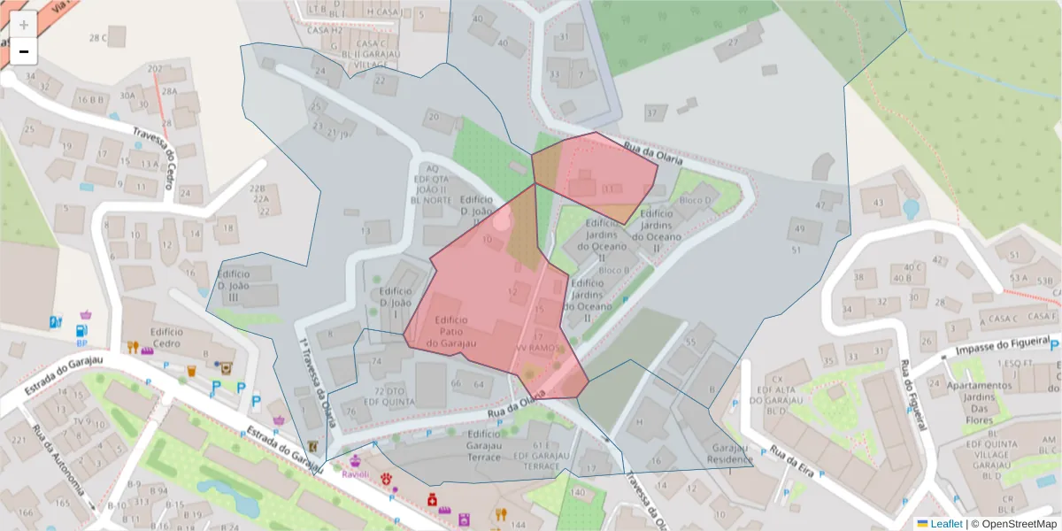 Mapa detalhado do código postal 9125-069 com limites, códigos postais vizinhos e agências dos correios