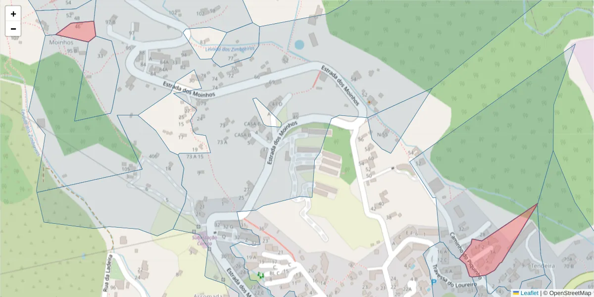 Mapa detalhado do código postal 9125-092 com limites, códigos postais vizinhos e agências dos correios