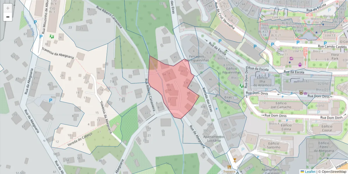 Mapa detalhado do código postal 9125-138 com limites, códigos postais vizinhos e agências dos correios