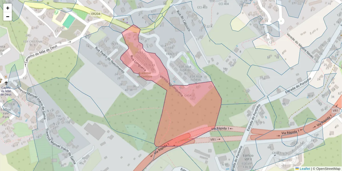 Mapa detalhado do código postal 9125-139 com limites, códigos postais vizinhos e agências dos correios