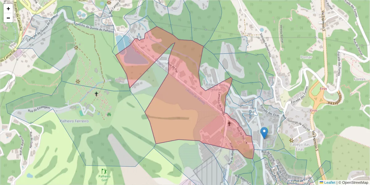 Mapa detalhado do código postal 9125-160 com limites, códigos postais vizinhos e agências dos correios