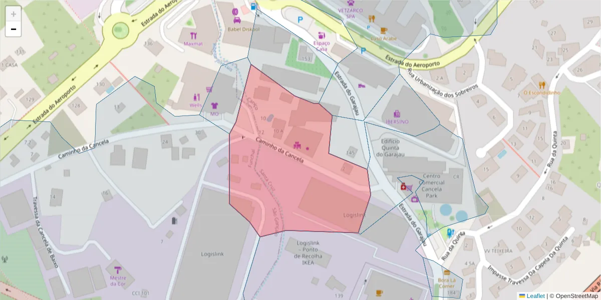 Mapa detalhado do código postal 9125-169 com limites, códigos postais vizinhos e agências dos correios