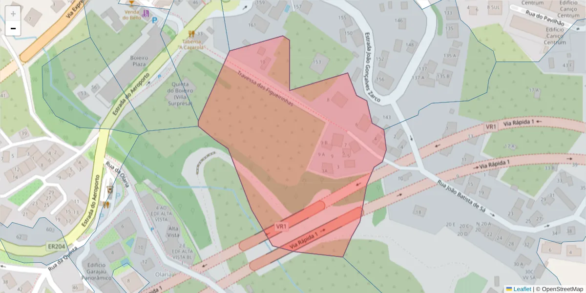 Mapa detalhado do código postal 9125-181 com limites, códigos postais vizinhos e agências dos correios