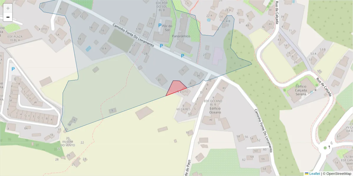 Mapa detalhado do código postal 9125-185 com limites, códigos postais vizinhos e agências dos correios