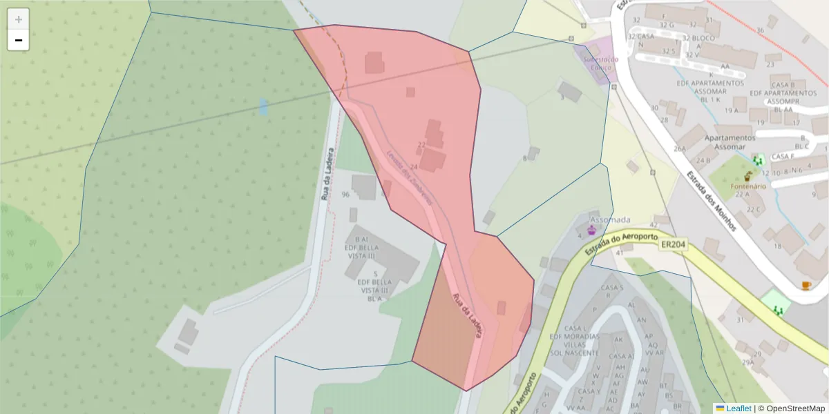 Mapa detalhado do código postal 9125-186 com limites, códigos postais vizinhos e agências dos correios