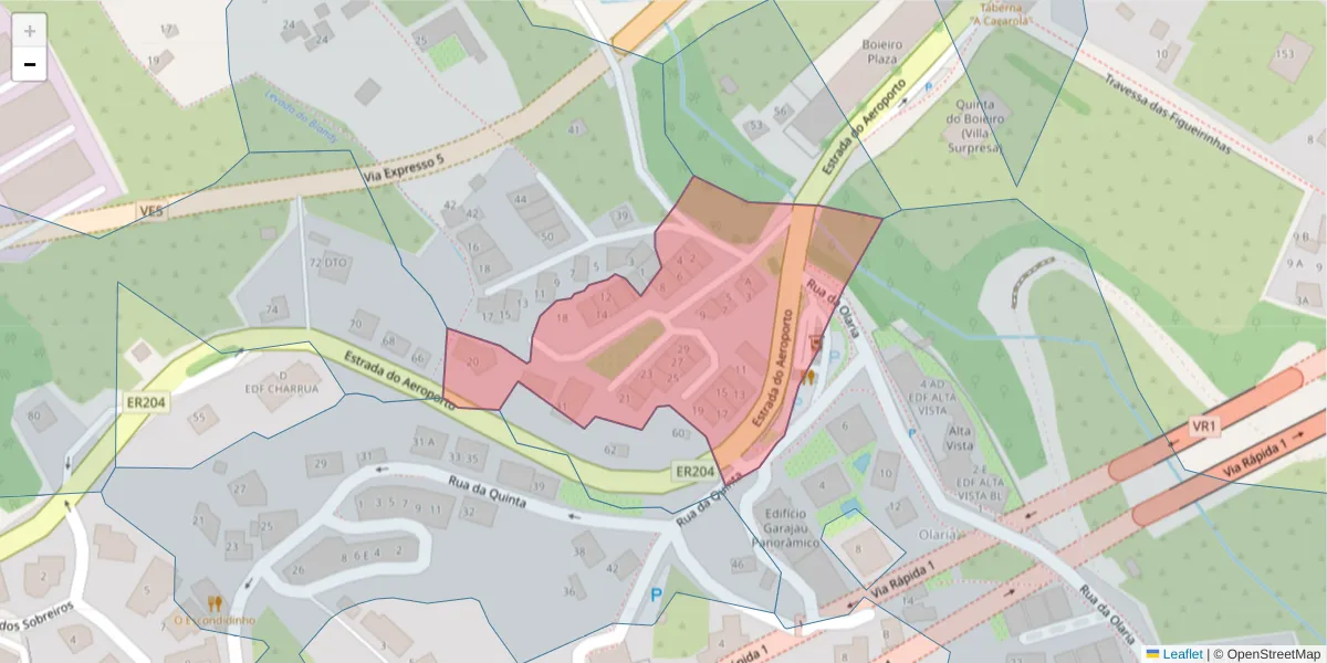 Mapa detalhado do código postal 9125-194 com limites, códigos postais vizinhos e agências dos correios