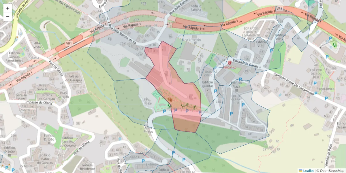 Mapa detalhado do código postal 9125-198 com limites, códigos postais vizinhos e agências dos correios