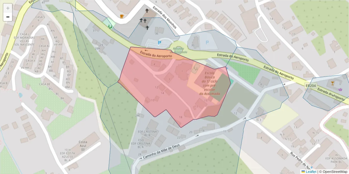 Mapa detalhado do código postal 9125-202 com limites, códigos postais vizinhos e agências dos correios