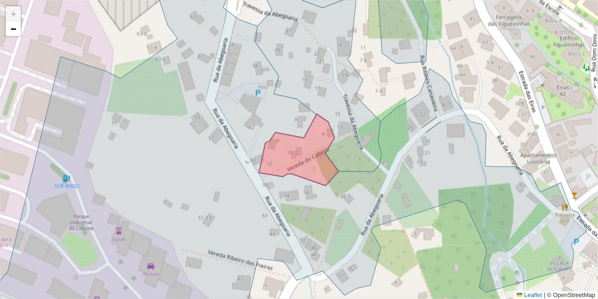 Mapa detalhado do código postal 9125-206 com limites, códigos postais vizinhos e agências dos correios