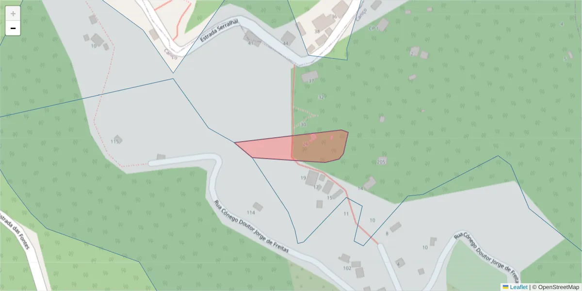 Mapa detalhado do código postal 9125-230 com limites, códigos postais vizinhos e agências dos correios