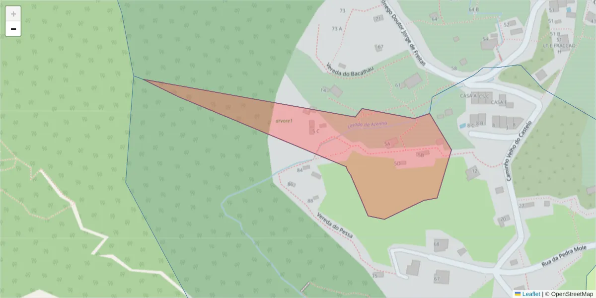Mapa detalhado do código postal 9125-232 com limites, códigos postais vizinhos e agências dos correios
