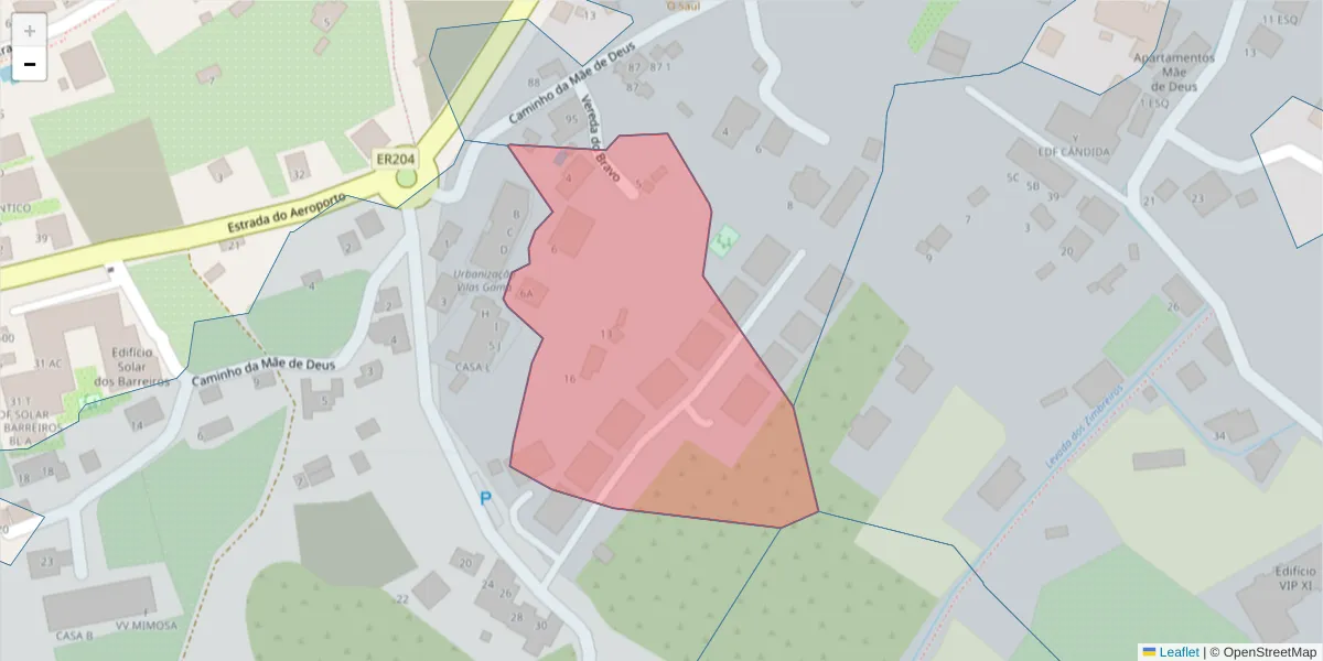Mapa detalhado do código postal 9125-239 com limites, códigos postais vizinhos e agências dos correios