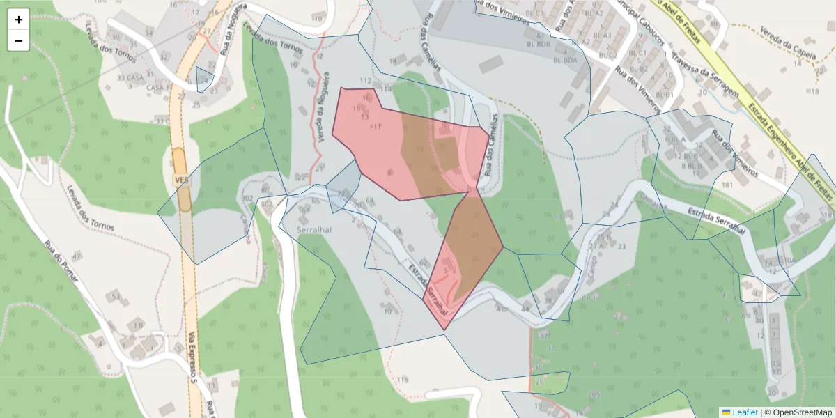 Mapa detalhado do código postal 9135-034 com limites, códigos postais vizinhos e agências dos correios