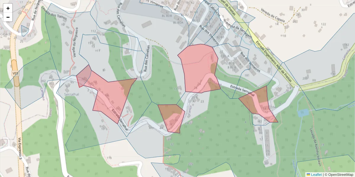 Mapa detalhado do código postal 9135-035 com limites, códigos postais vizinhos e agências dos correios