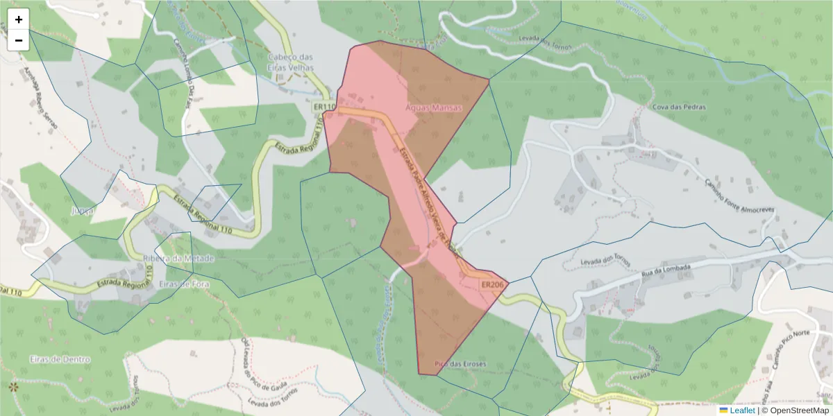 Mapa detalhado do código postal 9135-039 com limites, códigos postais vizinhos e agências dos correios