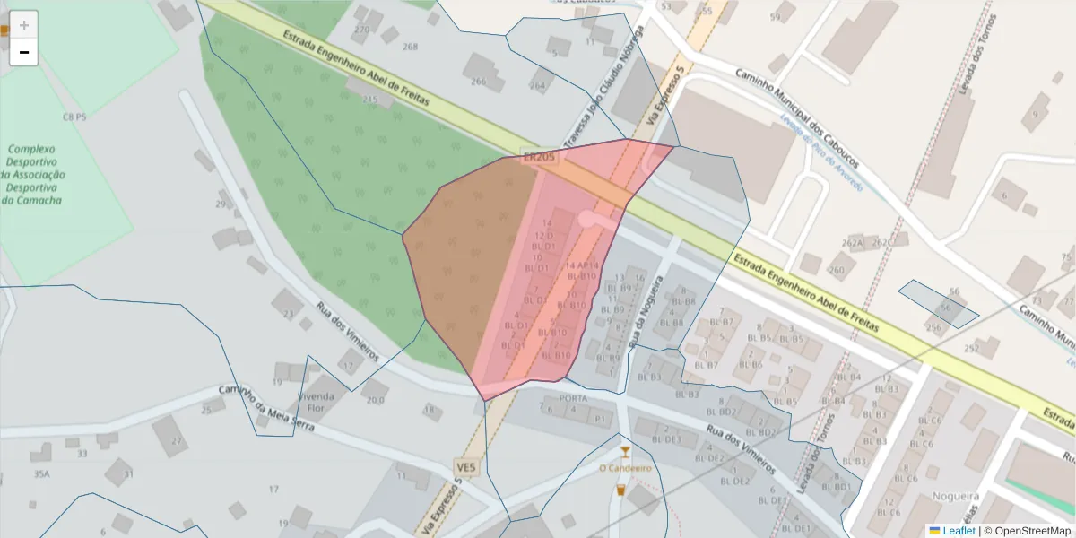 Mapa detalhado do código postal 9135-059 com limites, códigos postais vizinhos e agências dos correios