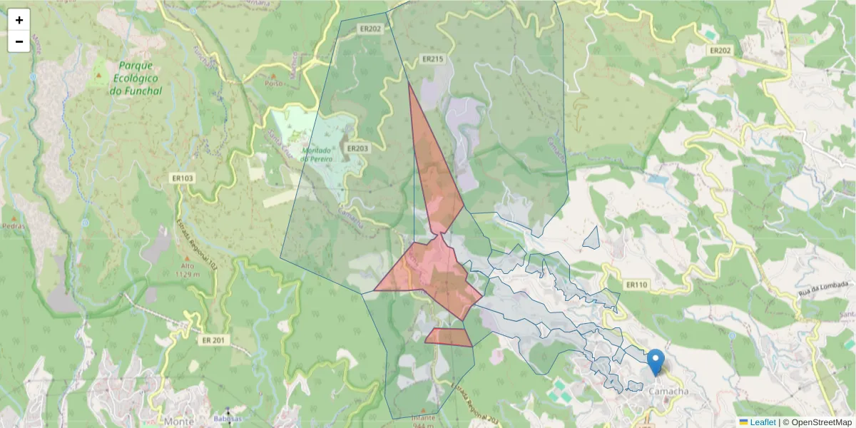 Mapa detalhado do código postal 9135-130 com limites, códigos postais vizinhos e agências dos correios