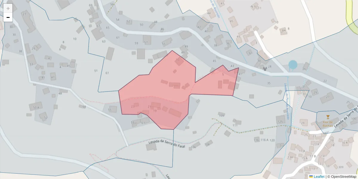 Mapa detalhado do código postal 9135-366 com limites, códigos postais vizinhos e agências dos correios