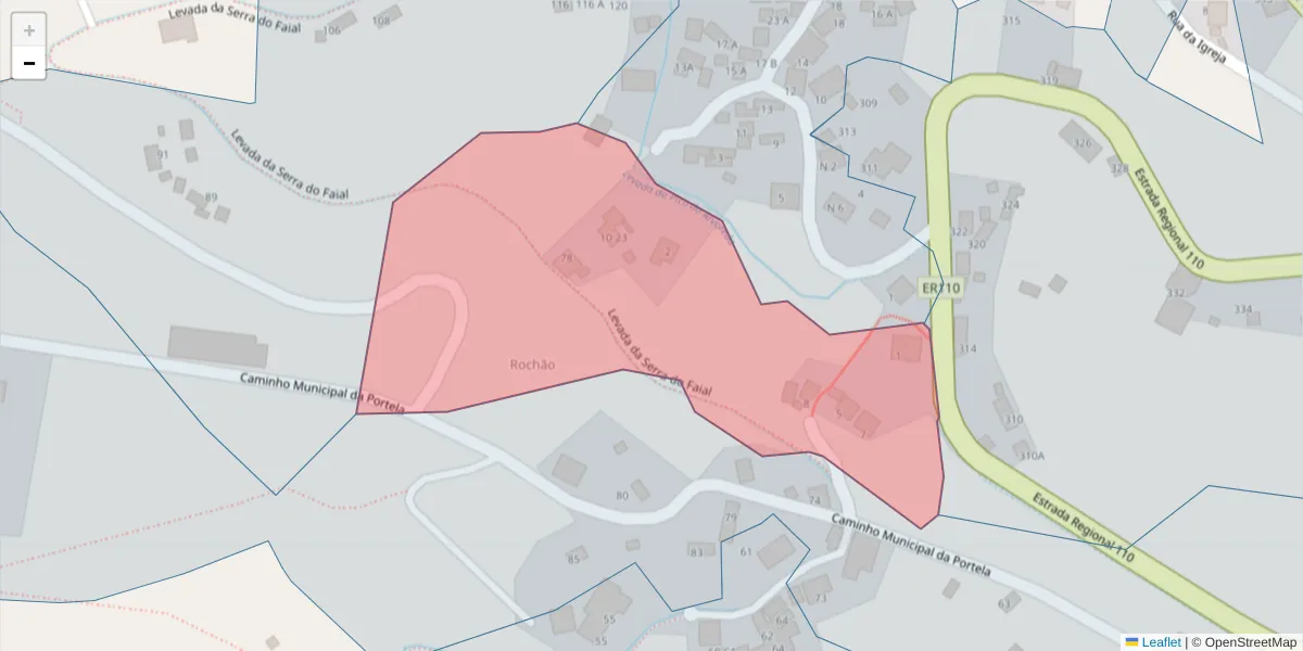 Mapa detalhado do código postal 9135-368 com limites, códigos postais vizinhos e agências dos correios