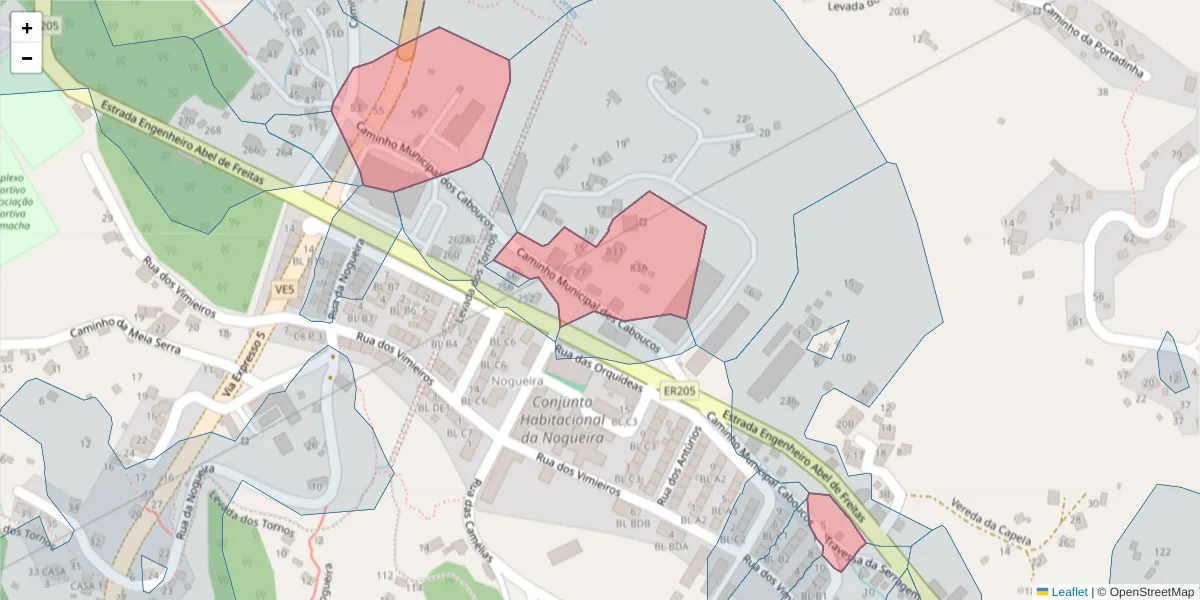 Mapa detalhado do código postal 9135-372 com limites, códigos postais vizinhos e agências dos correios