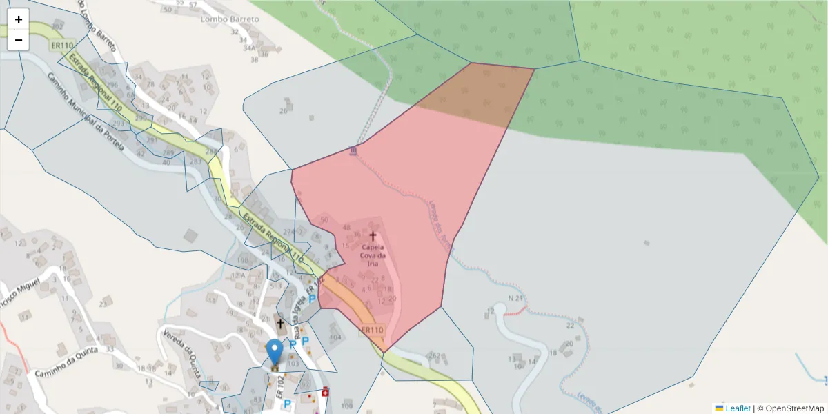Mapa detalhado do código postal 9135-388 com limites, códigos postais vizinhos e agências dos correios