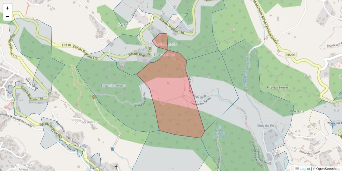 Mapa detalhado do código postal 9135-394 com limites, códigos postais vizinhos e agências dos correios