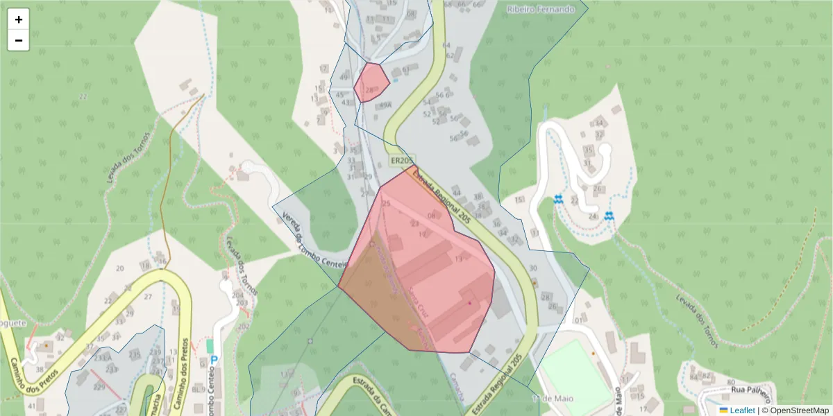 Mapa detalhado do código postal 9135-403 com limites, códigos postais vizinhos e agências dos correios
