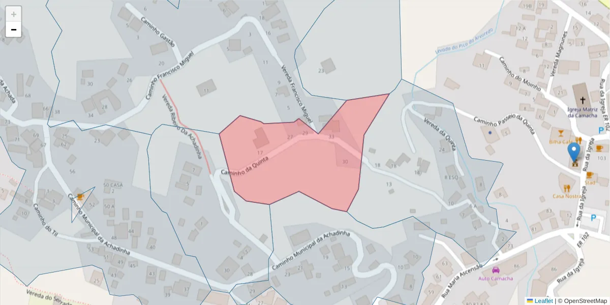 Mapa detalhado do código postal 9135-430 com limites, códigos postais vizinhos e agências dos correios