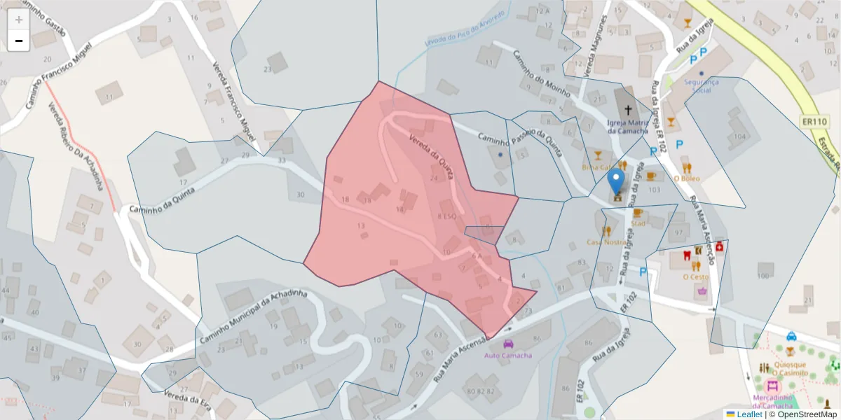 Mapa detalhado do código postal 9135-431 com limites, códigos postais vizinhos e agências dos correios