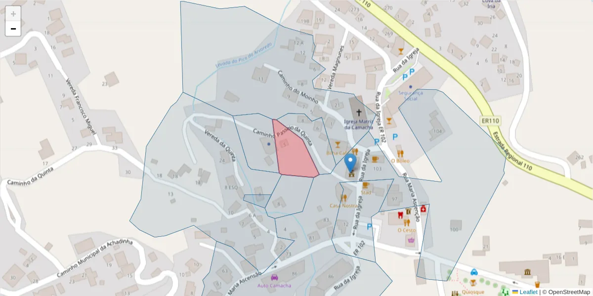 Mapa detalhado do código postal 9135-439 com limites, códigos postais vizinhos e agências dos correios