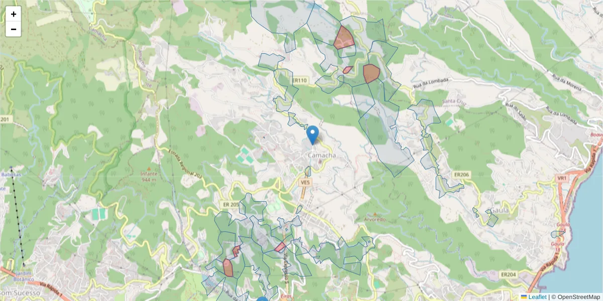 Mapa detalhado do código postal 9135-441 com limites, códigos postais vizinhos e agências dos correios