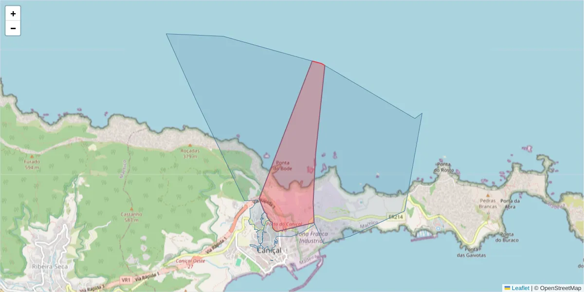 Mapa detalhado do código postal 9200-038 com limites, códigos postais vizinhos e agências dos correios