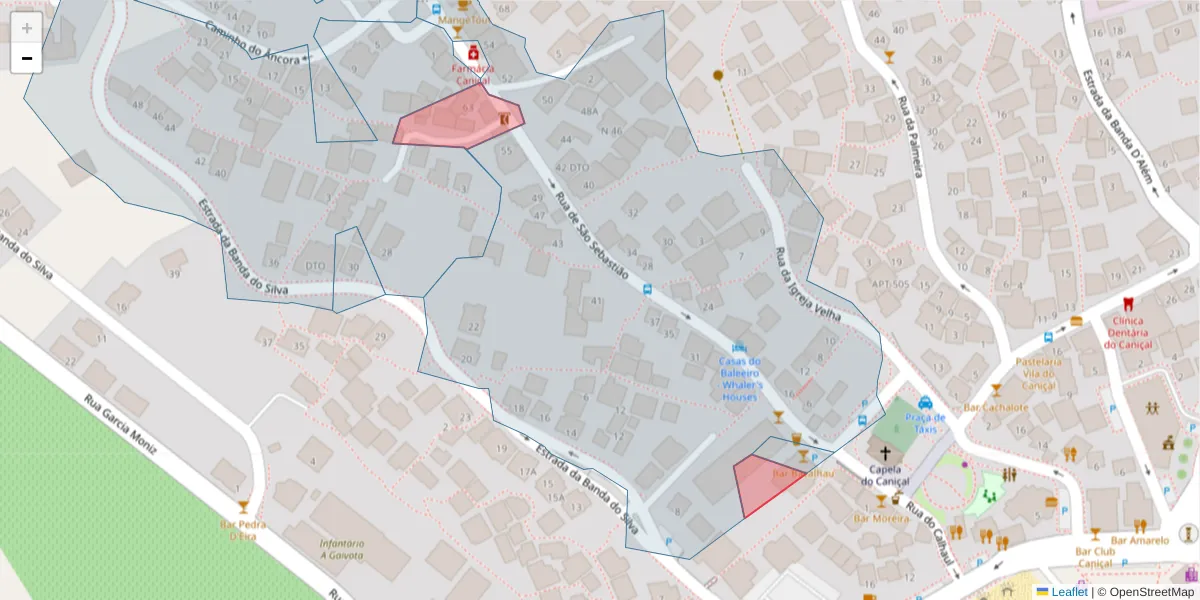 Mapa detalhado do código postal 9200-049 com limites, códigos postais vizinhos e agências dos correios