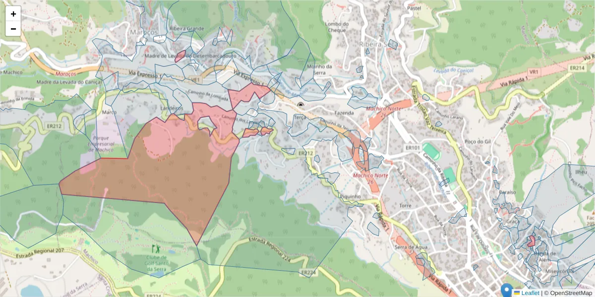 Mapa detalhado do código postal 9200-082 com limites, códigos postais vizinhos e agências dos correios