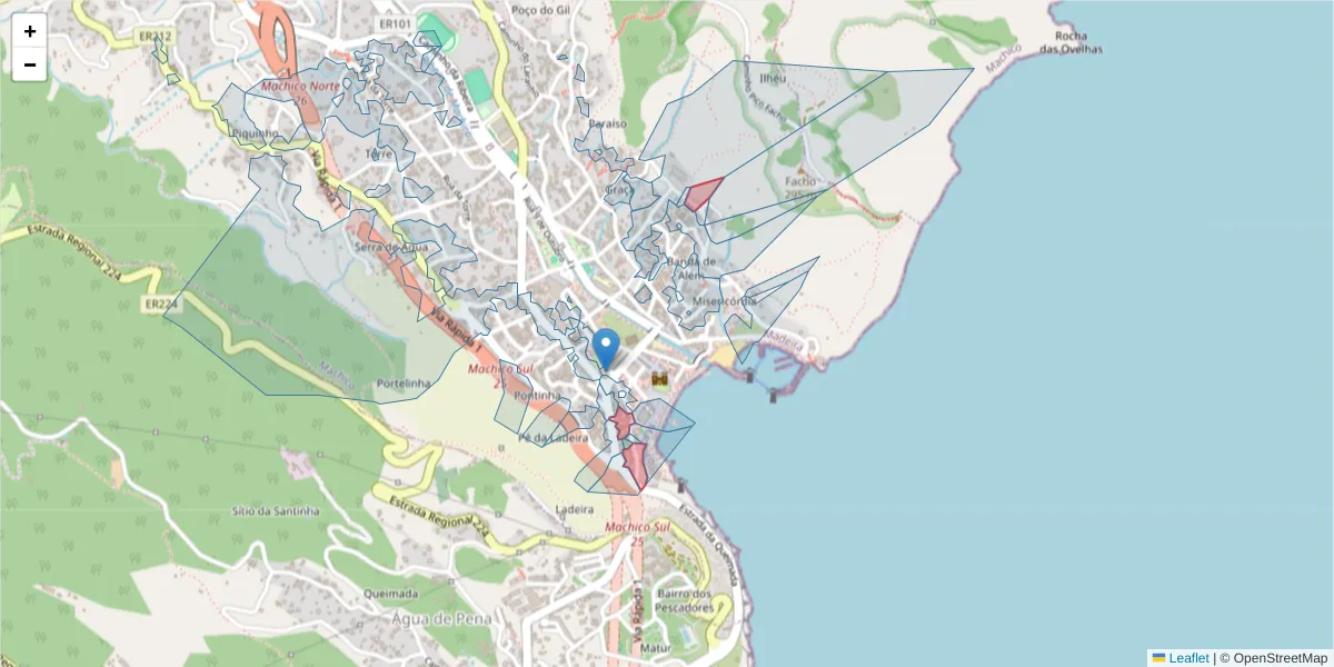Mapa detalhado do código postal 9200-088 com limites, códigos postais vizinhos e agências dos correios