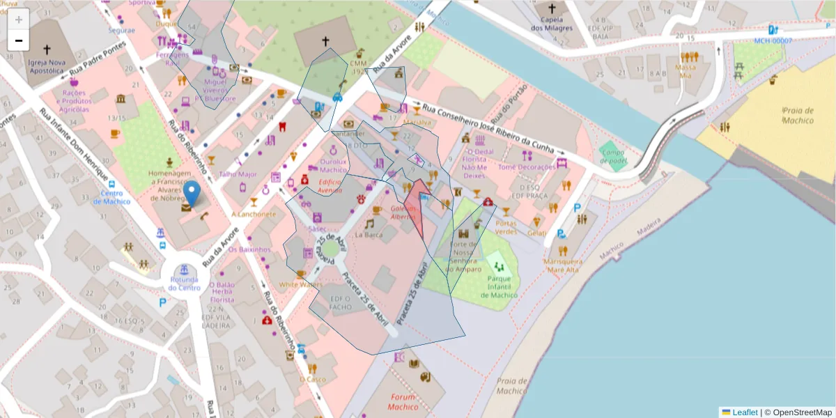 Mapa detalhado do código postal 9200-092 com limites, códigos postais vizinhos e agências dos correios