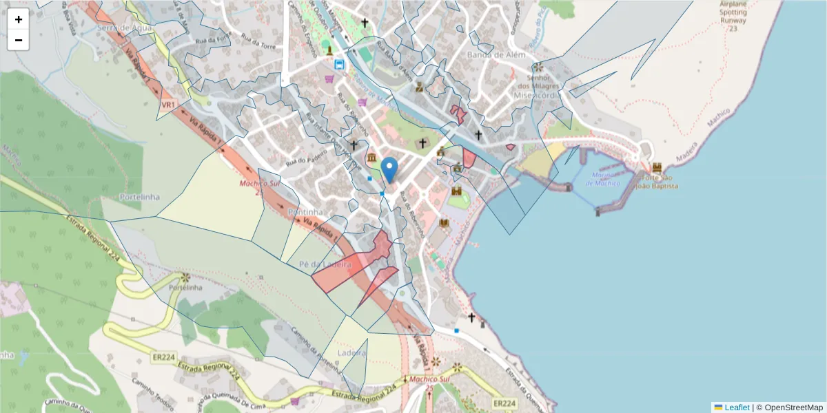 Mapa detalhado do código postal 9200-119 com limites, códigos postais vizinhos e agências dos correios