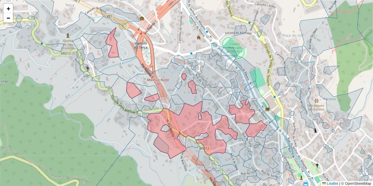 Mapa detalhado do código postal 9200-120 com limites, códigos postais vizinhos e agências dos correios