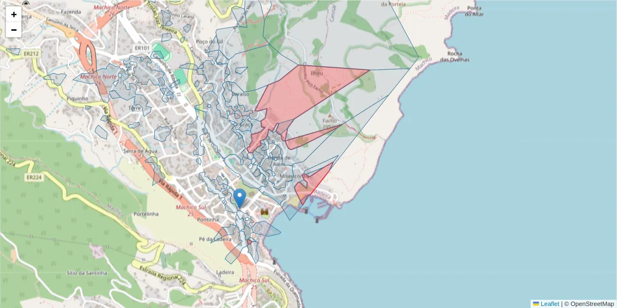Mapa detalhado do código postal 9200-144 com limites, códigos postais vizinhos e agências dos correios