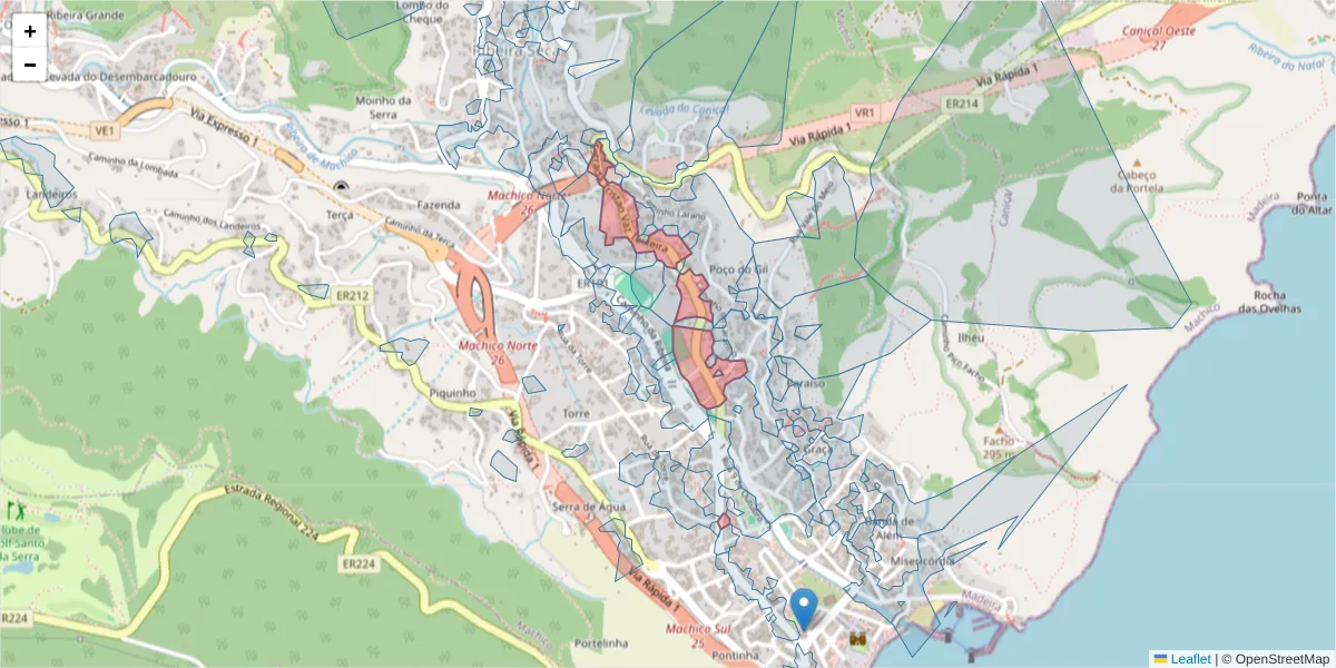 Mapa detalhado do código postal 9200-146 com limites, códigos postais vizinhos e agências dos correios