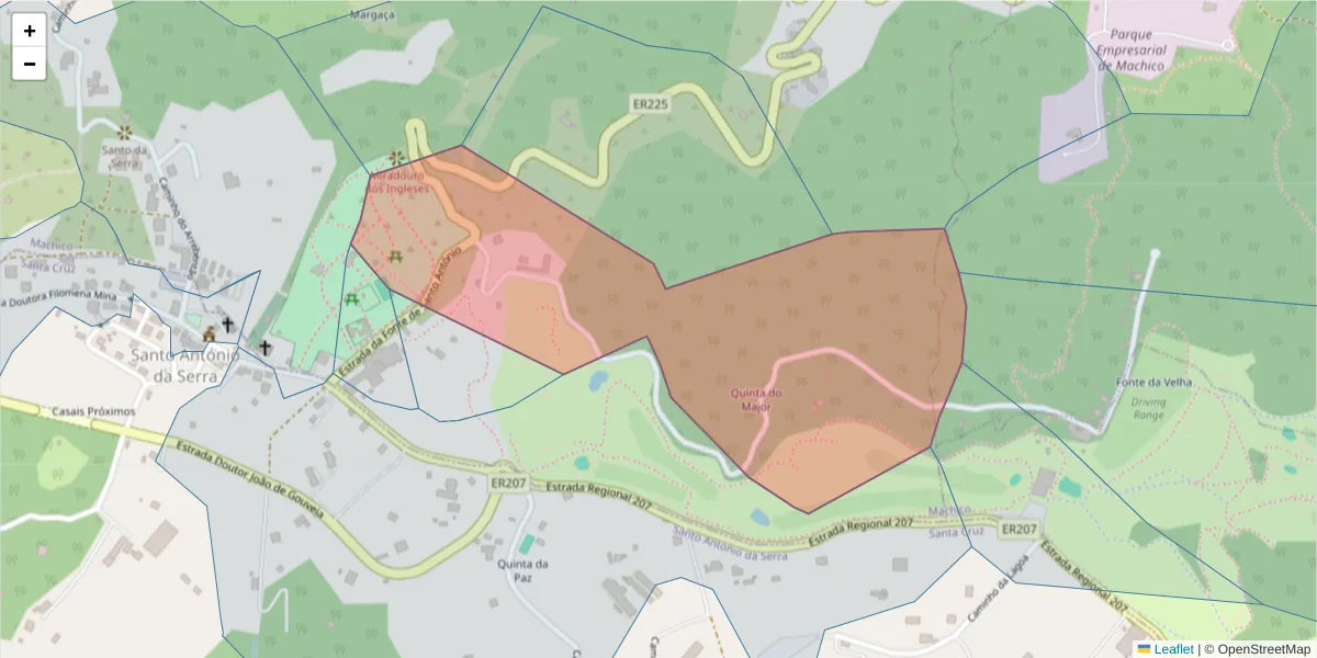 Mapa detalhado do código postal 9200-156 com limites, códigos postais vizinhos e agências dos correios