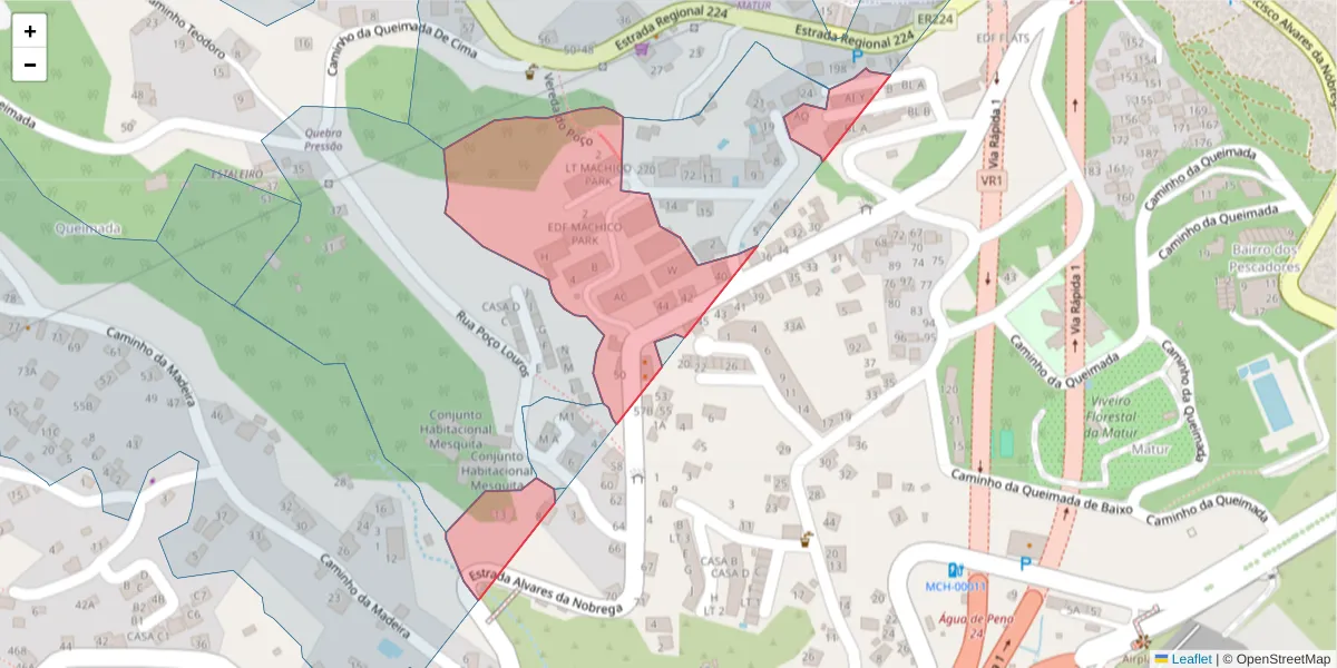 Mapa detalhado do código postal 9200-209 com limites, códigos postais vizinhos e agências dos correios