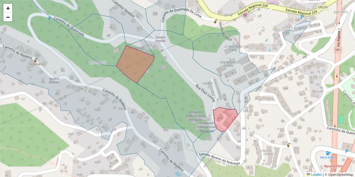 Mapa detalhado do código postal 9200-212 com limites, códigos postais vizinhos e agências dos correios