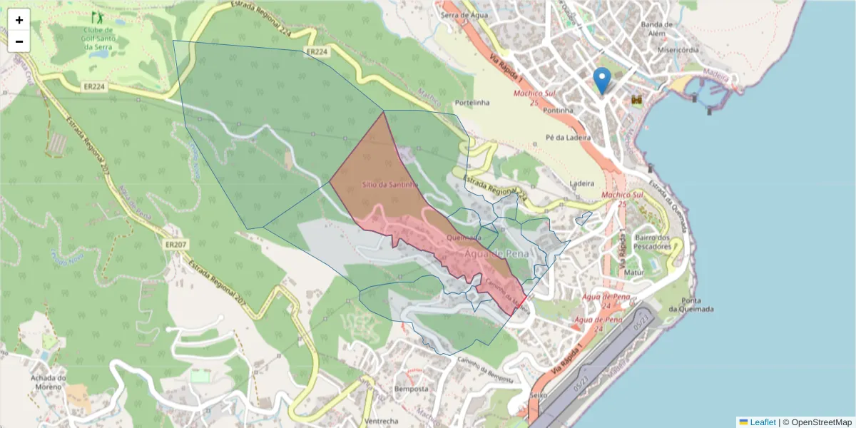 Mapa detalhado do código postal 9200-220 com limites, códigos postais vizinhos e agências dos correios